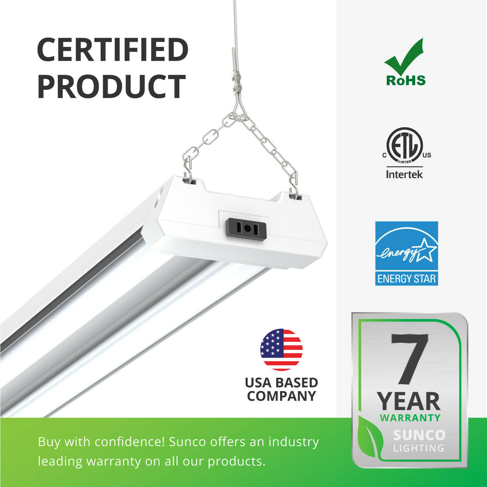 Sunco Lighting 6 Pack Frosted Shop Light Utility LED 40W 4000K, Cool White
