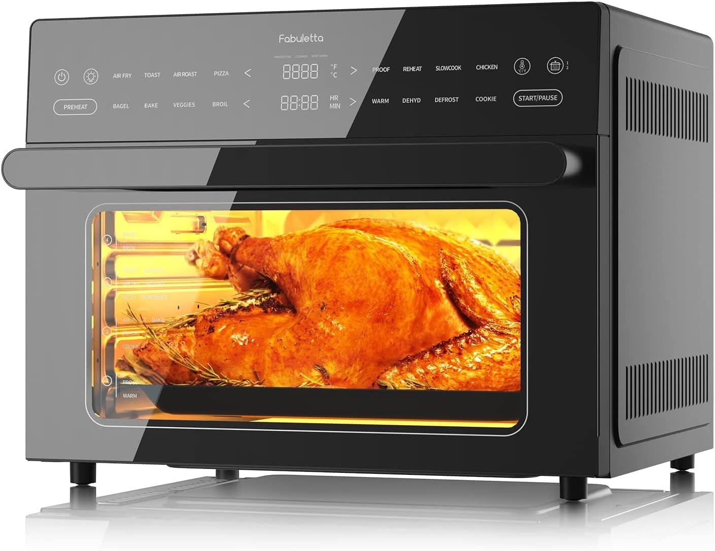 Air Fryer Toaster Oven Combo - Fabuletta 10-in-1 Countertop Convection Oven 1800W, Flip Up & Away Capability for Storage Space, Oil-Less Fit 12" Pizza, 9 Slices Toast, 5 Accessories (30L Black)