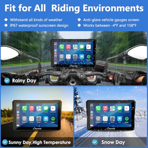 2025 CARPURIDE W702BS PRO for BMW Motorcycle CarPlay & Android Auto Dual Bluetooth, 7" Waterproof GPS Navigation Screen, Data Reading, Native Wonder, TPMS, Light Sensor, Music Sharing, Intercom,16-Pin