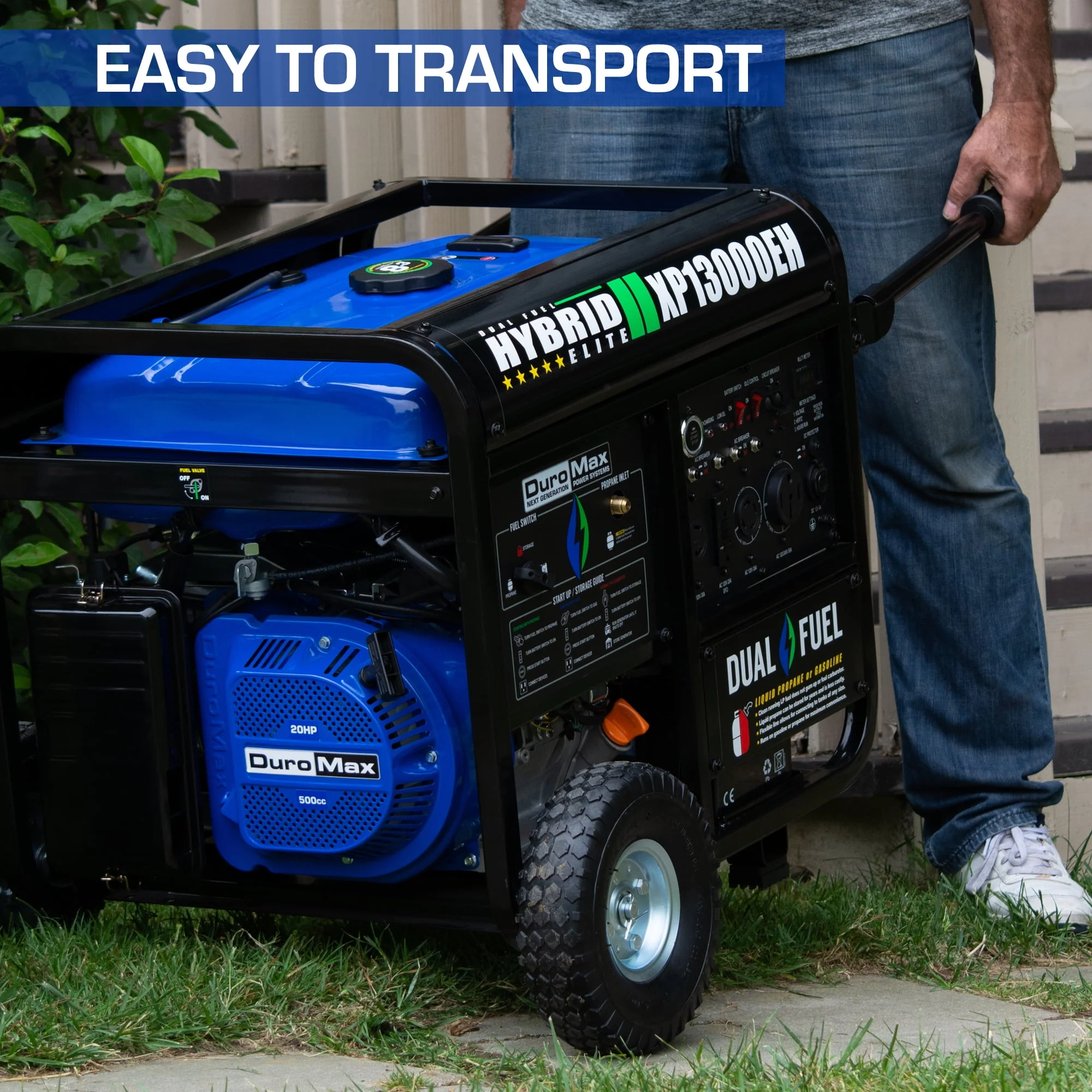 DuroMax XP13000EH 13,000-Watt 500cc Portable Hybrid Gas Propane Generator