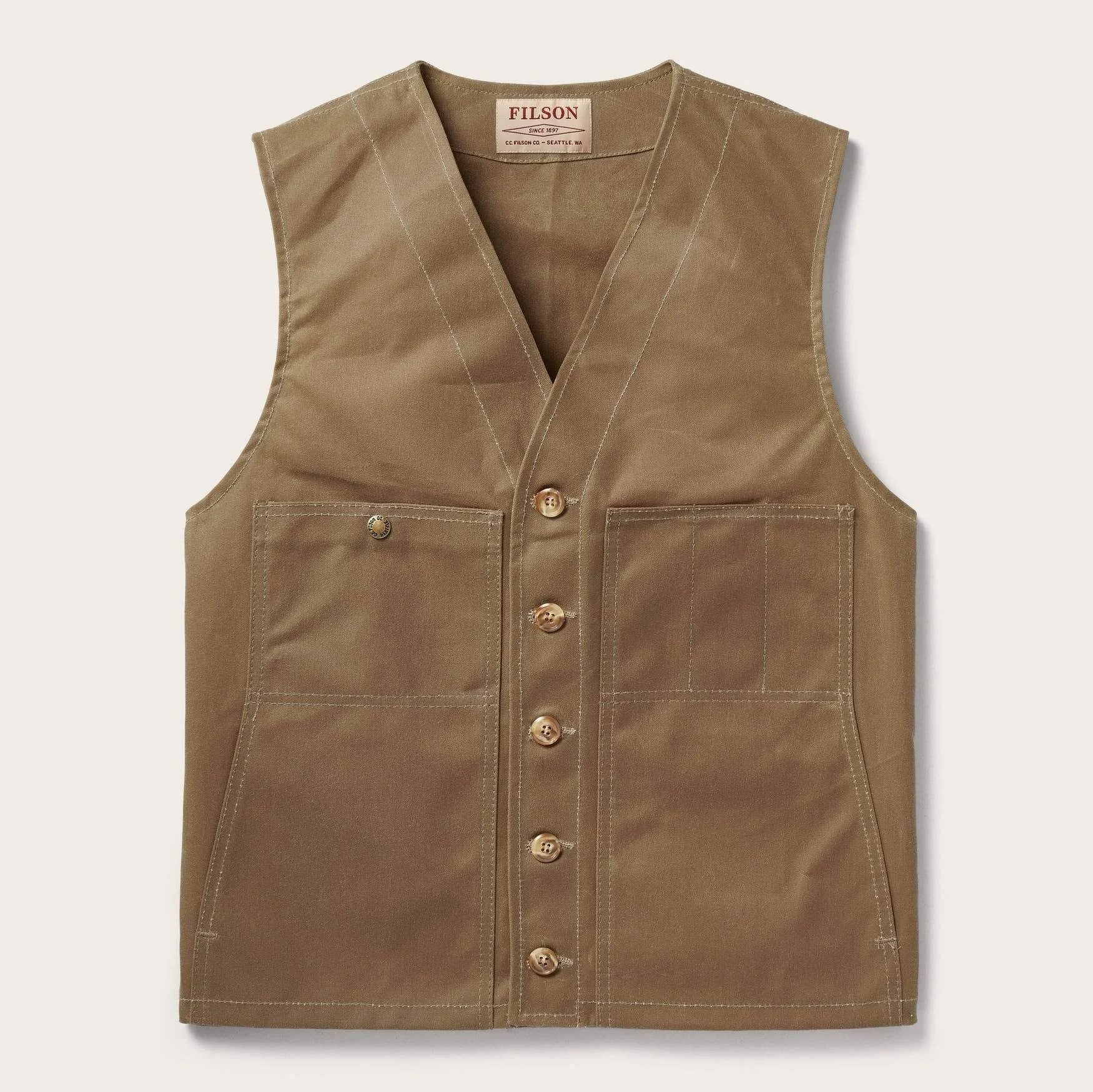 Filson Oil Tin Cloth Vest | Dark Tan | XXXL