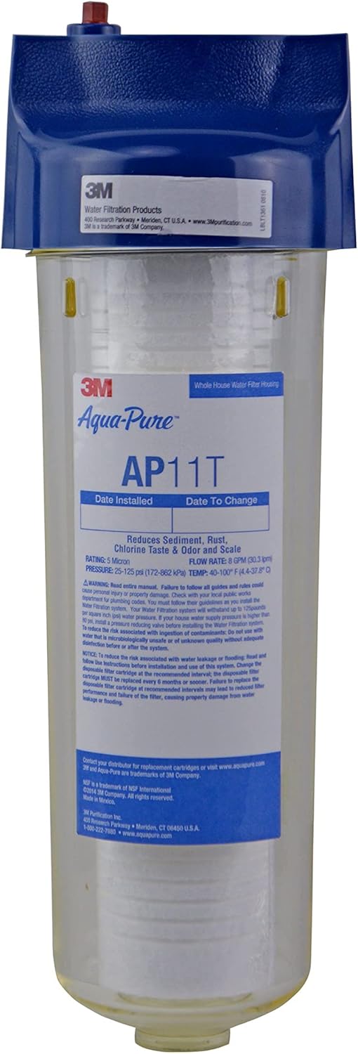 3M Aqua-Pure Standard Whole House 1-High Transparent Plastic Filter 3/4 NPT