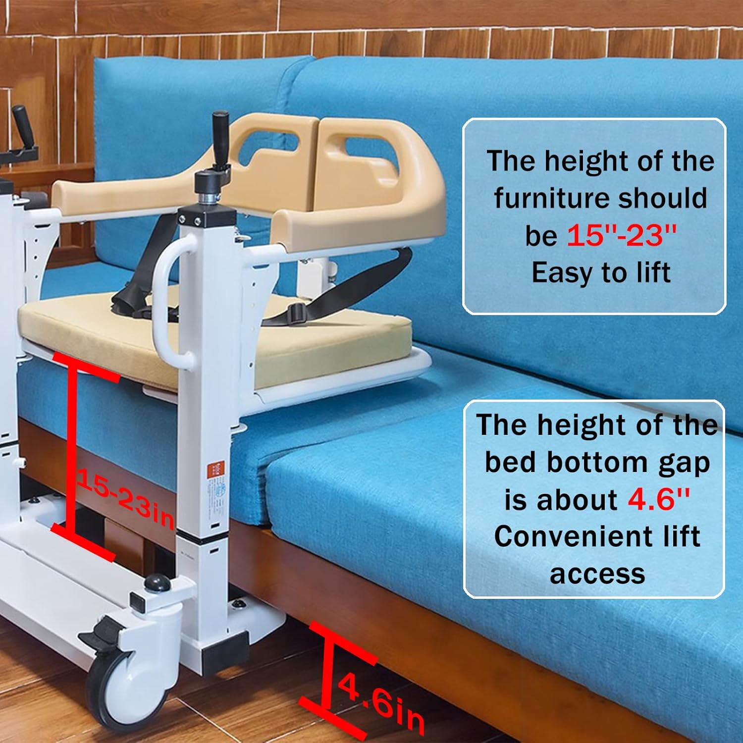 PAYRFV Patient Lift Wheelchair for Home Transport Chair with 180 Split Seat, Patient Transfer Chair Wheelchair Lift Aid, Bedside Commode with Bedpan Bathroom Wheelchair for Handicap Elderly Seniors