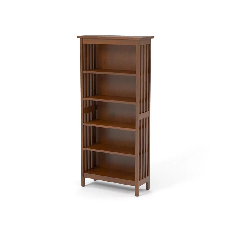 Furniture of America Davis Wood 5-Shelf Bookcase in Antique Oak