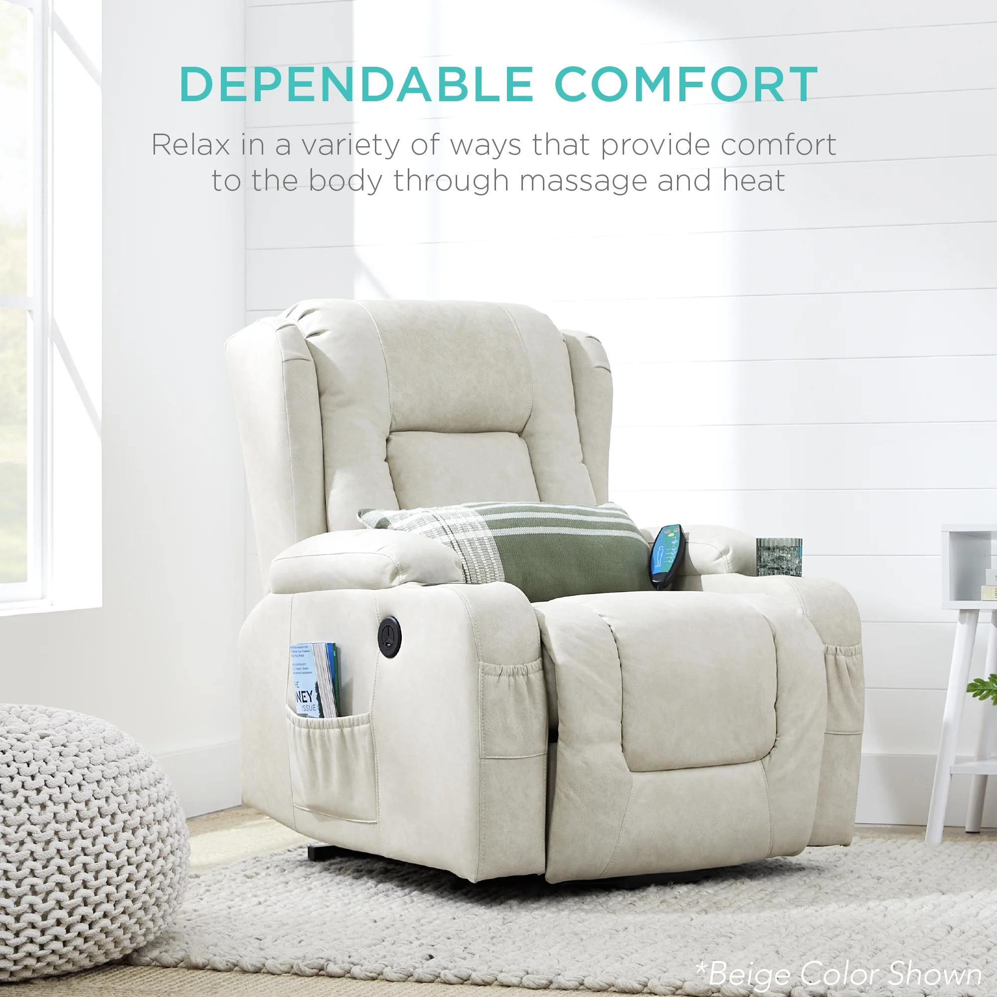 Best Choice Products Electric Power Lift Recliner Massage Chair Furniture w/ USB Port, Heat, Cupholders - Blue