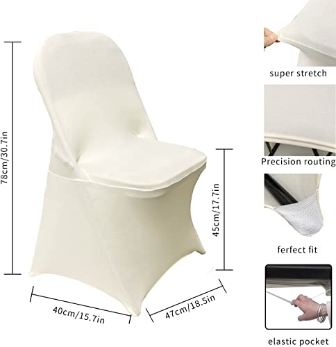 HAINARverS Folding Chair Covers,100PCS Upgrade Universal Fitted Stretch Spandex Chair Cover Protector for Wedding,Party,Banquet, Celebration (Black, 100 PCS)