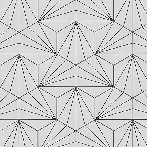 SomerTile FCDASBX Aster Hex Blanco Encaustic Porcelain Floor and Wall Tile, 25