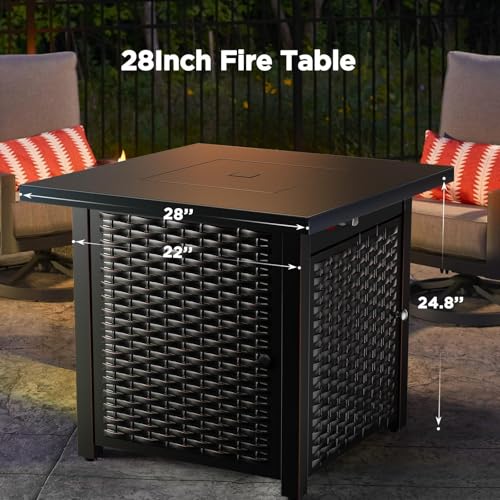 Ciays 42 Inch Gas Fire Pit Table, 60,000 BTU Propane Pits for Outside with Steel Lid and Lava Rock, 2 in 1 Firepit Table Gatherings Parties on Patio Deck Garden Backyard, Black