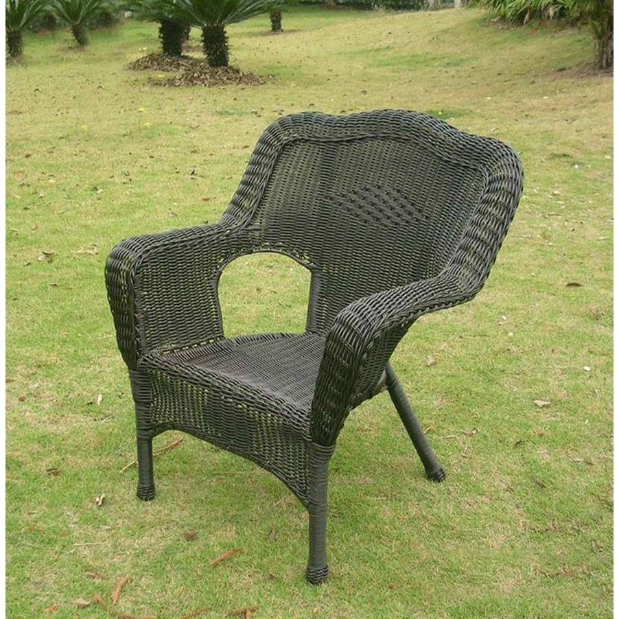International Caravan Camelback Resin Wicker Patio Chair - Antique Black