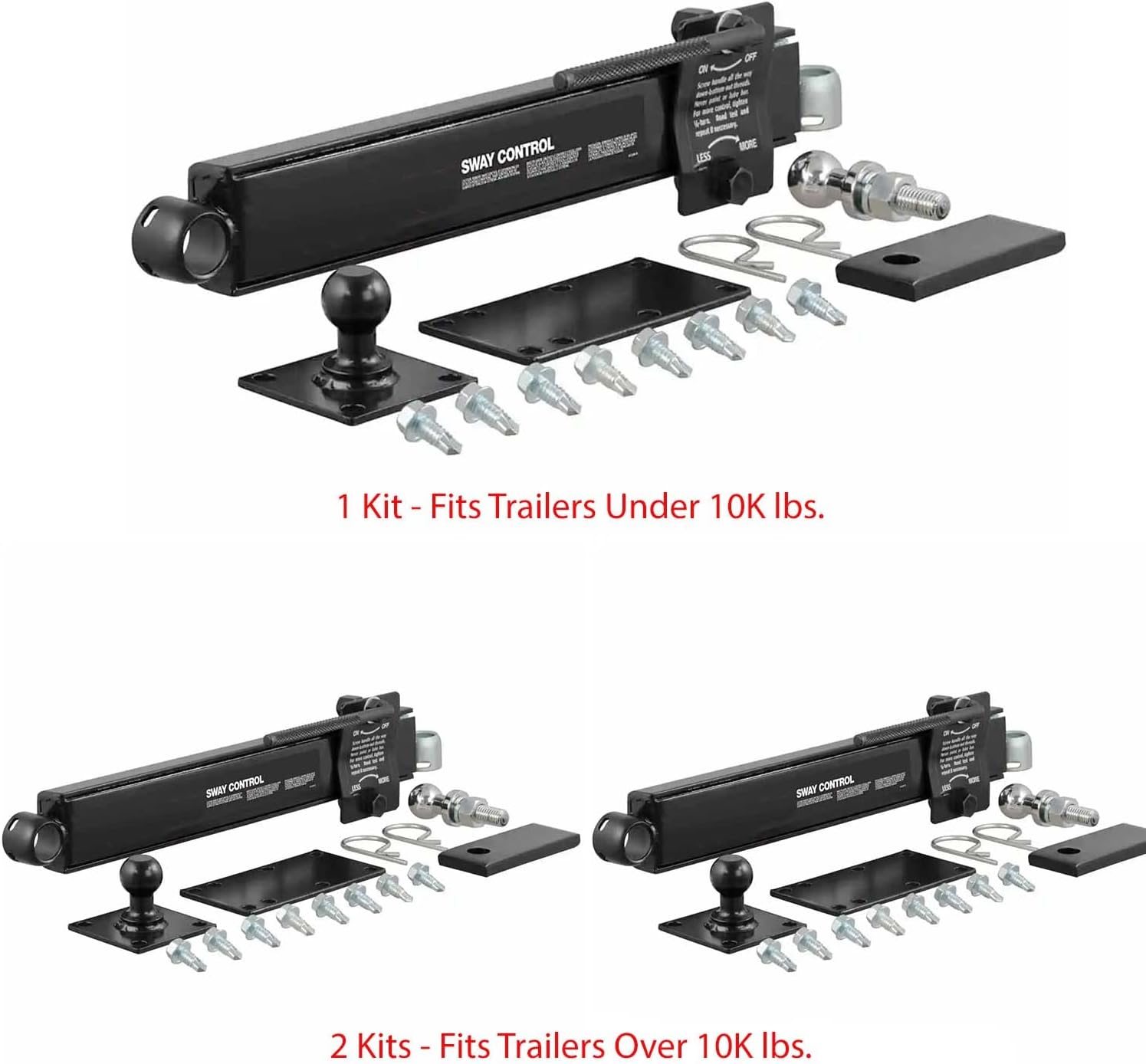 Shocker HD Max Black Air Hitch & Sway Control Towing Kit, Fits 3" Hitch 2 Sway Arm Kits
