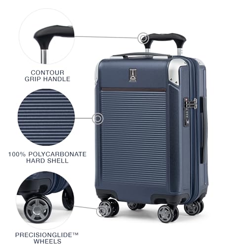 Travelpro Platinum Elite Hardside Expandable Carry on Luggage, 8 Wheel Spinner, TSA Lock, Hard Shell Polycarbonate Suitcase, Metallic Sand, Compact Carry on 20-Inch