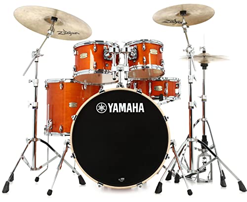 Yamaha 5pc Shell Pack with a 20" Kick 14” Snare Drum in Honey Amber for Students and Working Drummers, (SBP0F50HA)