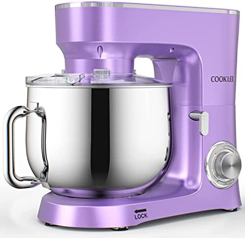 COOKLEE Stand Mixer, 9.5 Qt. 660W Electric Kitchen Mixer with Dishwasher-Safe Dough Hooks, Flat Beaters, Wire Whip & Pouring Shield Attachments for Most Home Cooks, Silver