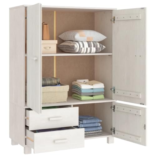 vidaXL Solid Pinewood Wardrobe Dark Gray with Ample Storage Space, Sturdy Construction and Smooth Sliding Drawers