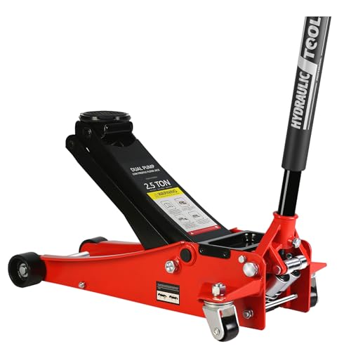 2.5 Ton Floor Jack,Low Profile Steel Racing Floor Jack with Dual Pistons Quick Lift Pump,Hydraulic floorjack,Lifting Range 3.5"-19.5",Blue