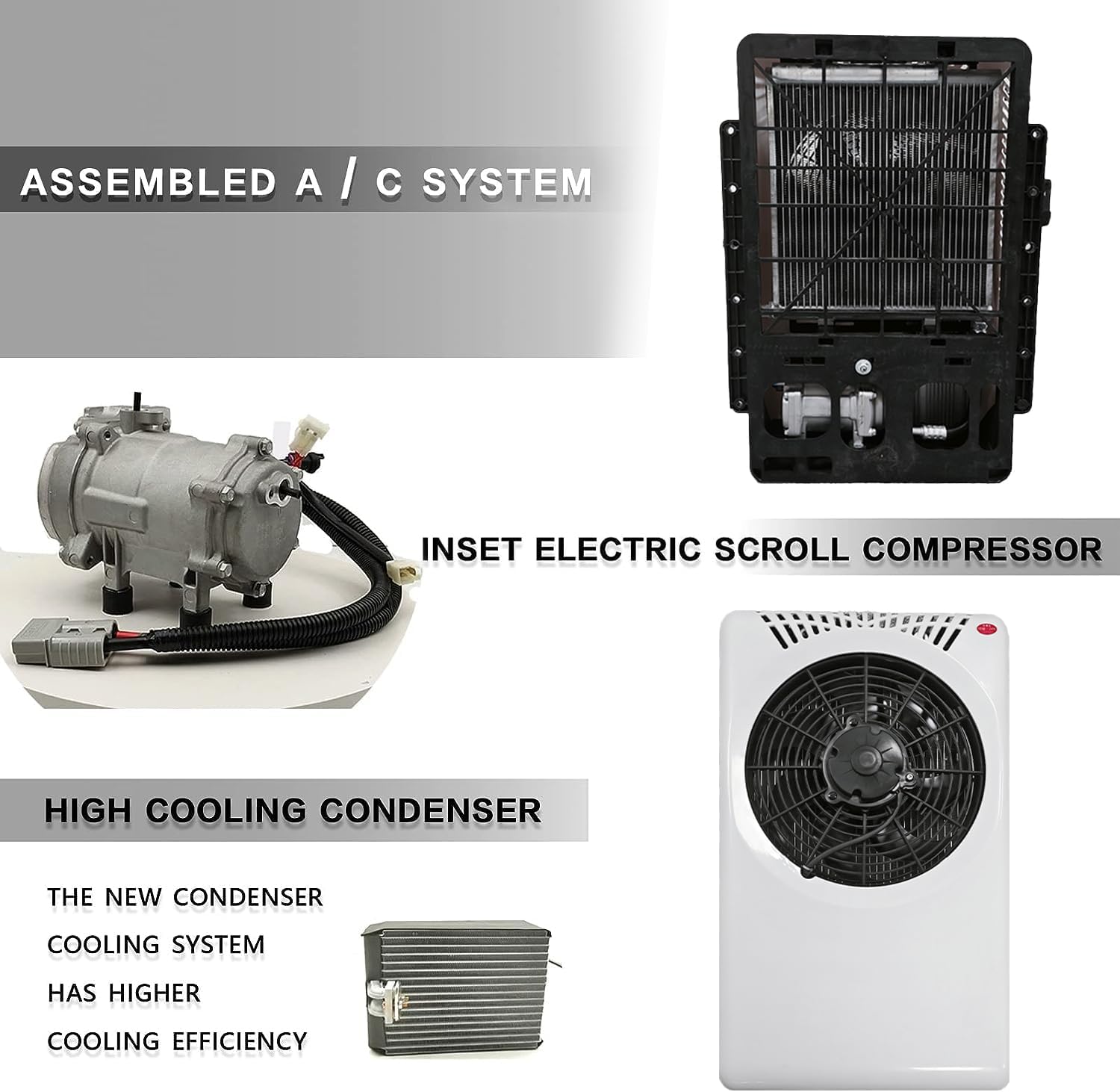 12V Truck DC Air Conditioner 7500 BTU - Treeligo Ultra-thin 12 volt Scroll Compressor A/C unit with for Van Truck RV Motorhome Camper Carriage Seam installed