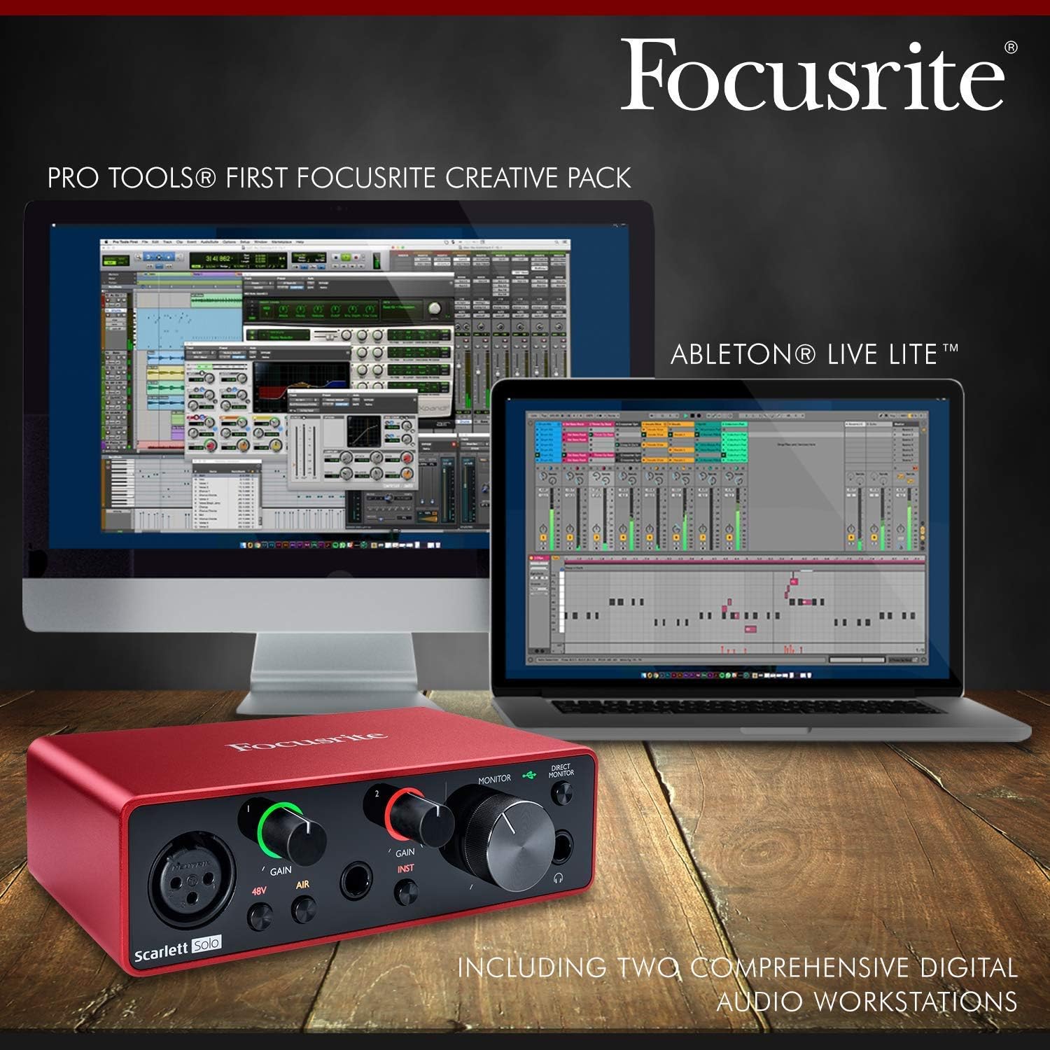 Focusrite Scarlett 4i4 USB Audio Interface (3rd Generation) + Tascam TM-80 Studio Condenser Microphone, Samson SR850 Stereo Headphones, Xpix Pop Filter, Cables and Professional Accessories