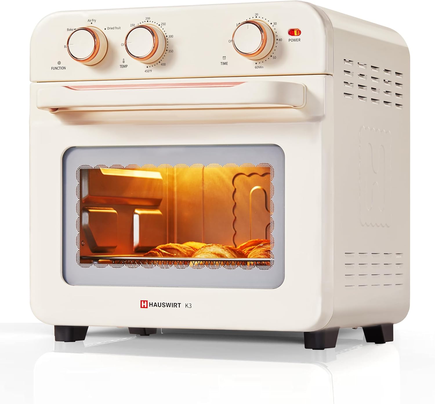 Hauswirt 19Qt Retro Style Air Fryer Conventional Oven K3,10-in-1 Combo,Extra Capacity Air Fryer,Baking and Frying Integrated,1250 Watts,150°F - 450°F,Non-Stick, Stainless Steel,Online Recipe Booklet