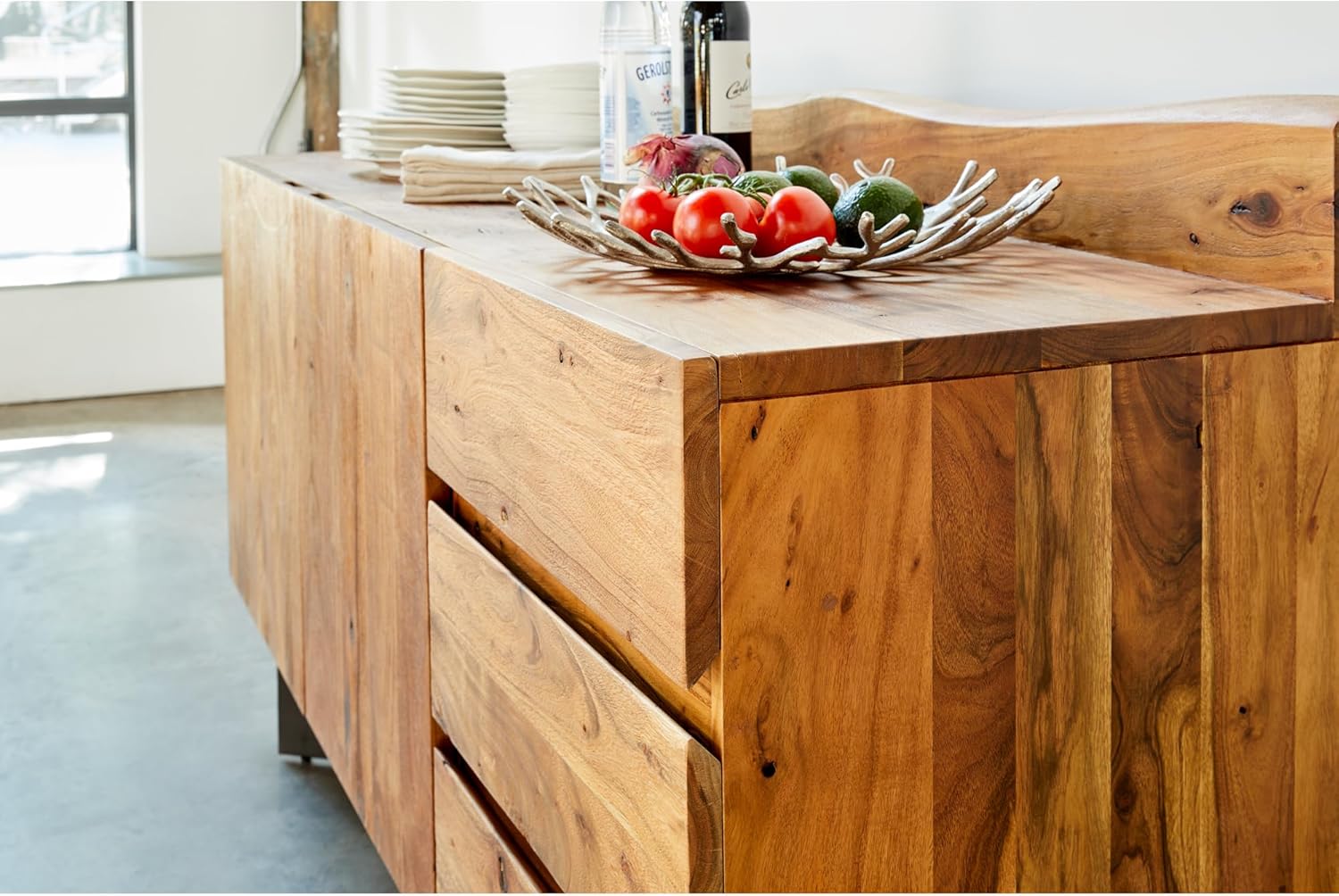 Ellis Sideboard, Solid Acacia, Live Edge, Natural Stain