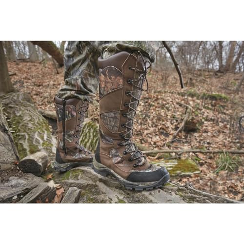 Guide Gear Country Pursuit Men’s 16" Snake Boots Leather Waterproof Hunting Shoes Mossy Oak Break-up Country
