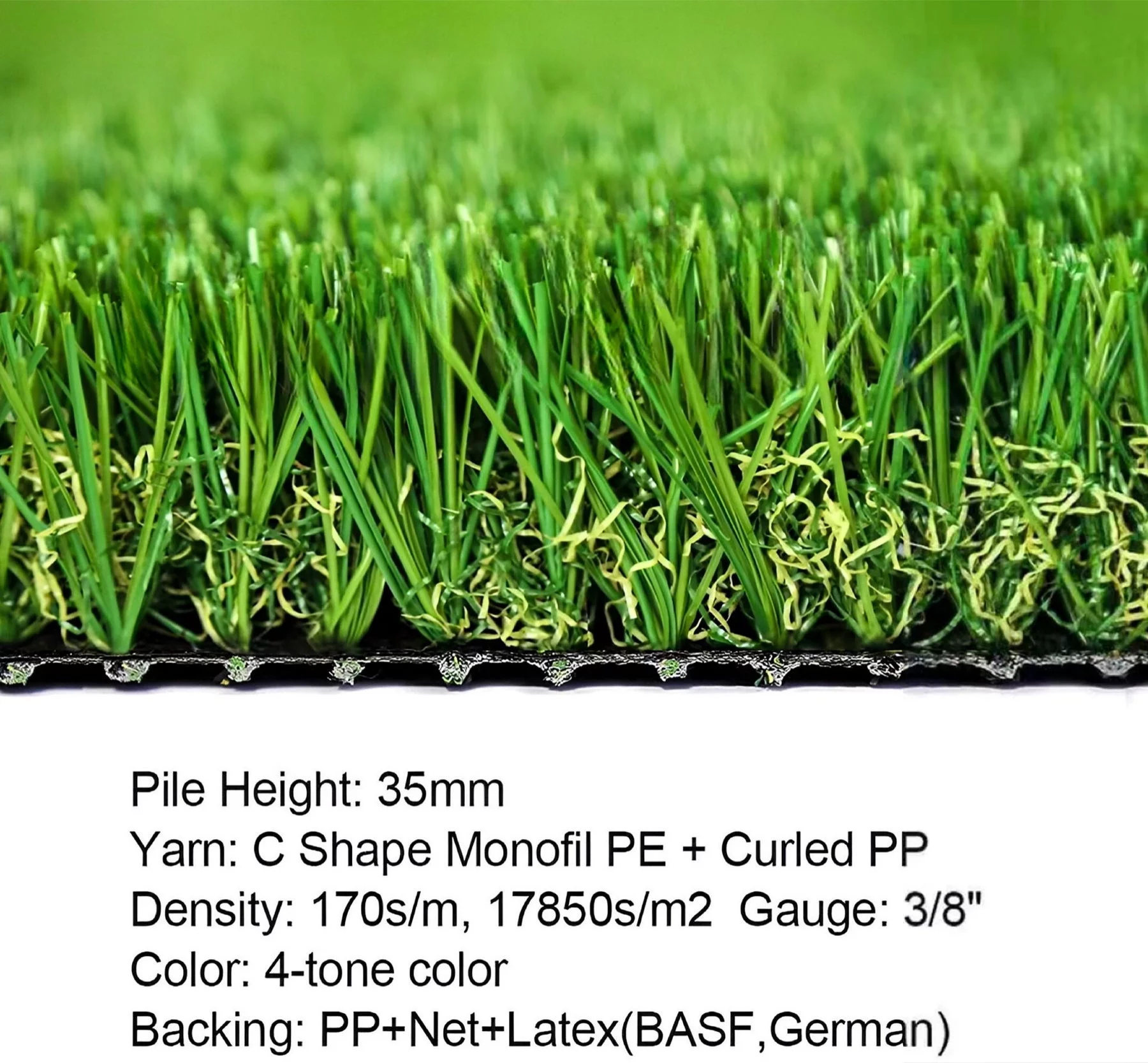 GATCOOL Artificial Grass,1.38" Pile Height Custom Sizes 10' x18‘ Realistic Synthetic Grass, Drainage Holes Indoor Outdoor Pet Faux Rug Carpet for Garden Backyard Patio Balcony 10FTx18FT (sq ft)