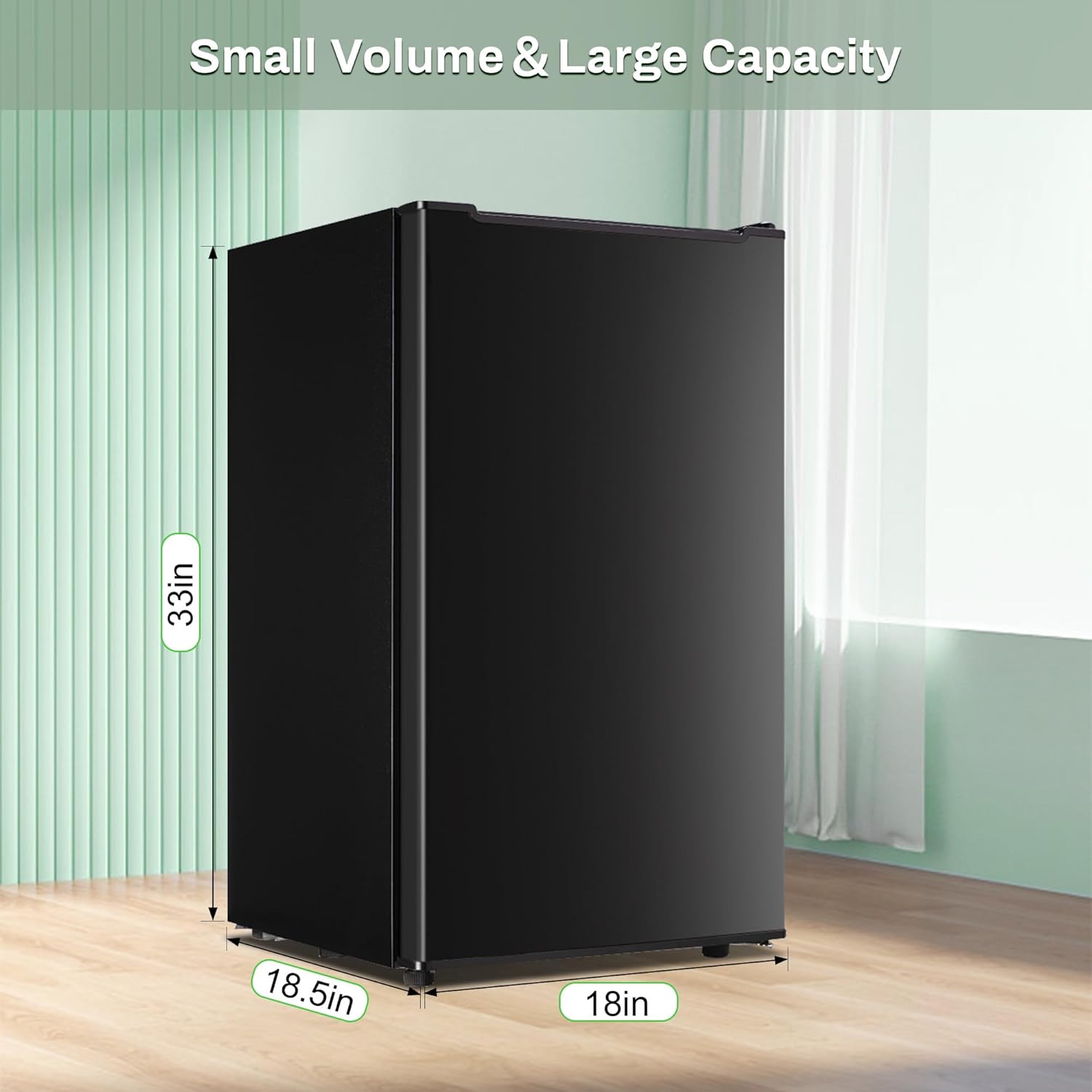 Mini Freezer, 3.0 Cu.Ft Upright Freezer, Small Freezer with 3-Layer Condenser Tube, Reversible Door, Standing Compact Freezer for Home, Kitchen, Office, Apartment(Black)