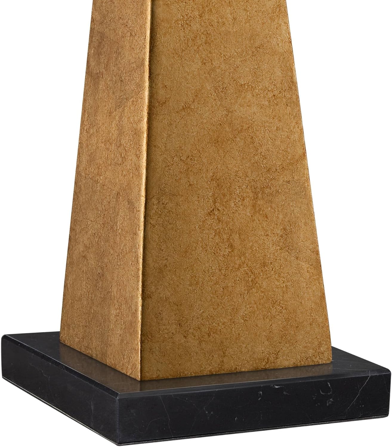 Possini Euro Design Obelisk Modern Table Lamp 26" High with Square Black Marble Riser Gold Leaf Tapered Paper Drum Shade for Bedroom Living Room Nightstand Bedside Night Stand Office Kids Room
