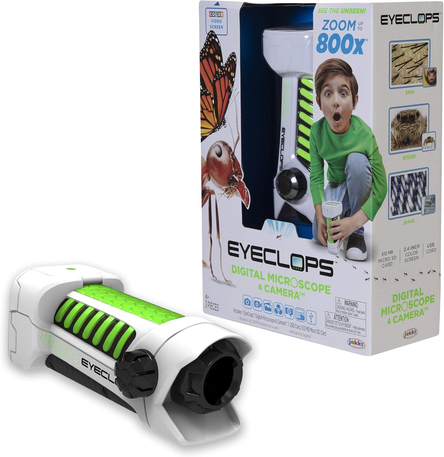 EyeClops Digital Microscope & Camera with built in color screen -800X Zoom- Wireless - Use indoors & outdoors- Take pictures & video - Download to Windows PC & Mac – STEM