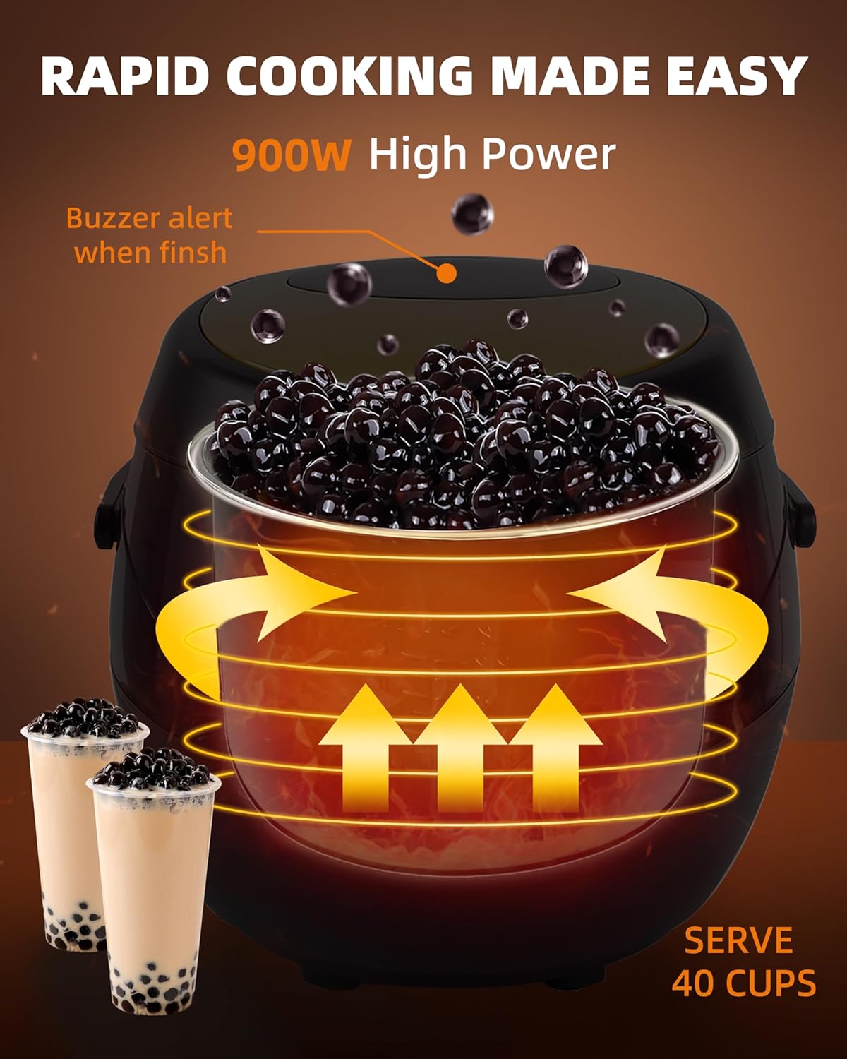 Commercial Boba Maker 6L - Commercial Boba Cooker Automatic Boba Machine for Tapioca Pearls Bubble Tea Milk Tea, Suit for Milk Tea Stores Restaurants Dessert Stores Lounge Bars