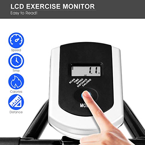 Goplus Indoor Cycling Bike, Stationary Bicycle with Flywheel and LCD Display, Cardio Fitness Cycle Trainer Professional Exercise Bike for Home and Gym Use