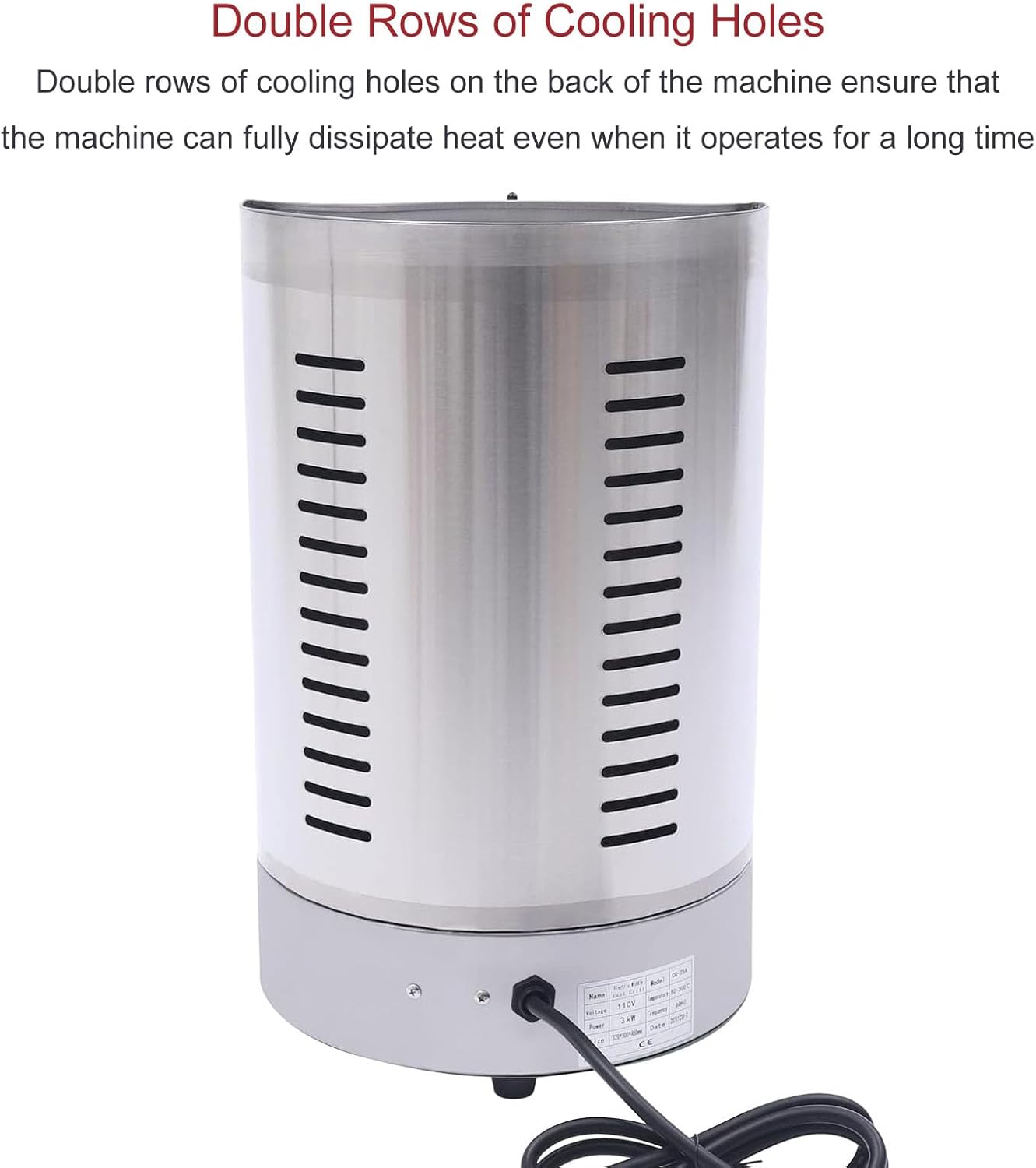 Vertical Chicken Rotisserie Oven, 3000W Electric Shawarma Grill Machine, Topcounter Doner Kebab Grill Machine Meat Grill Broiler with Double Heating Tubes, Commercial Gyro BBQ Grill Maker for Chicken
