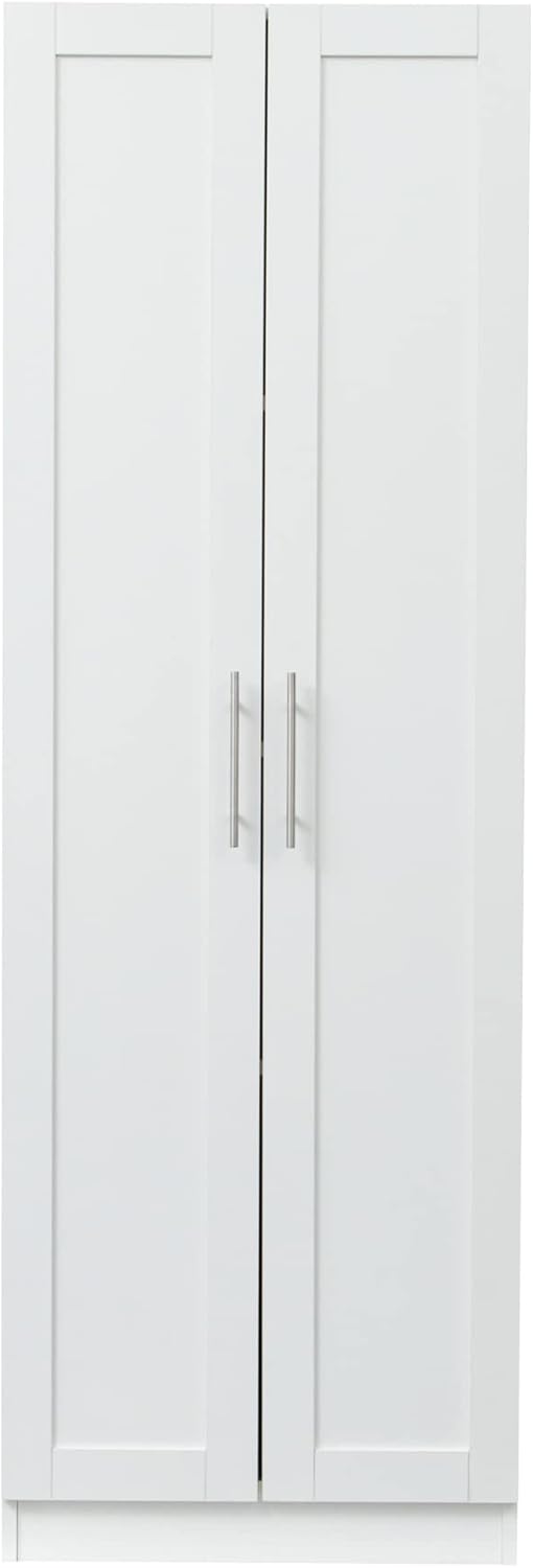 Wardrobe, Wardrobe Clothes Organizer, Wardrobe Closet, 70.8 Inch High Sideboard, Freestanding Tall Storage Cabinet with 2 Doors and 3 Dividers for Kitchen, Living Room, Bedroom (White)