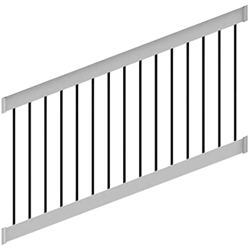 Deck Top Vinyl Stair Rail Kit White with Round Aluminum Balusters (6 ft. x 36 in.)