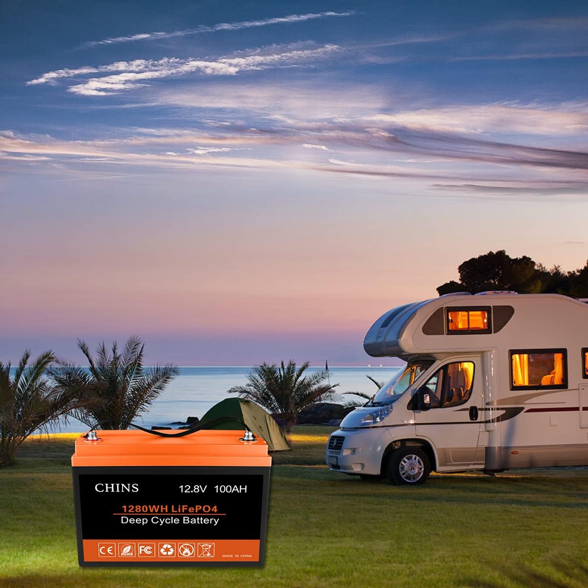 CHINS LiFePO4 Battery 24V 200Ah Lithium Battery - Built-in 200A BMS, 2000+ Cycles, Each battery Can Support 5120W Power Output, Perfect for RV, Home Storage and Off-Grid