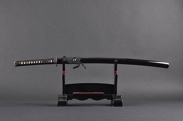 Handmade Sword - Aluminium Alloy Unsharpened Iaido Training Katana/Wakizashi Sword, Handmade, Full Tang, Black Scabbard