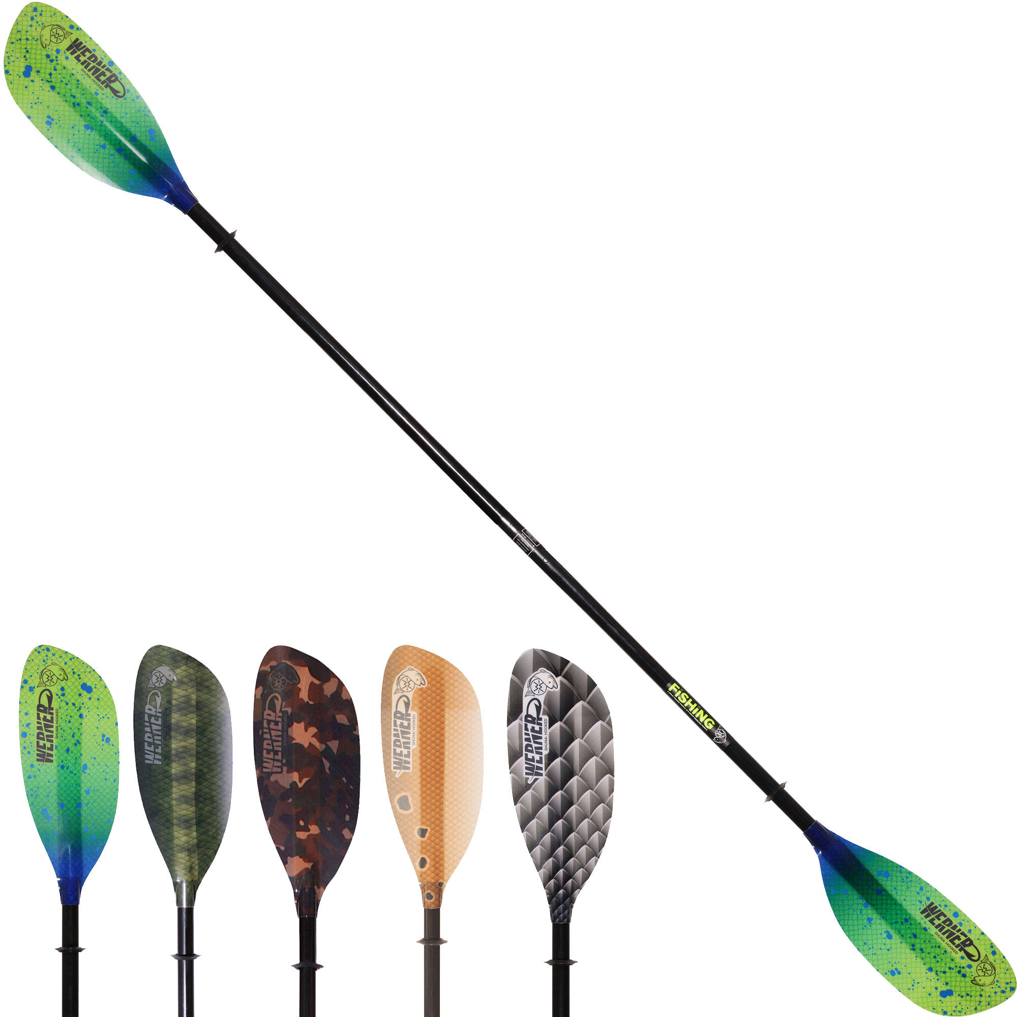 Werner Shuna Hooked Fiberglass Kayak Fishing Paddle
