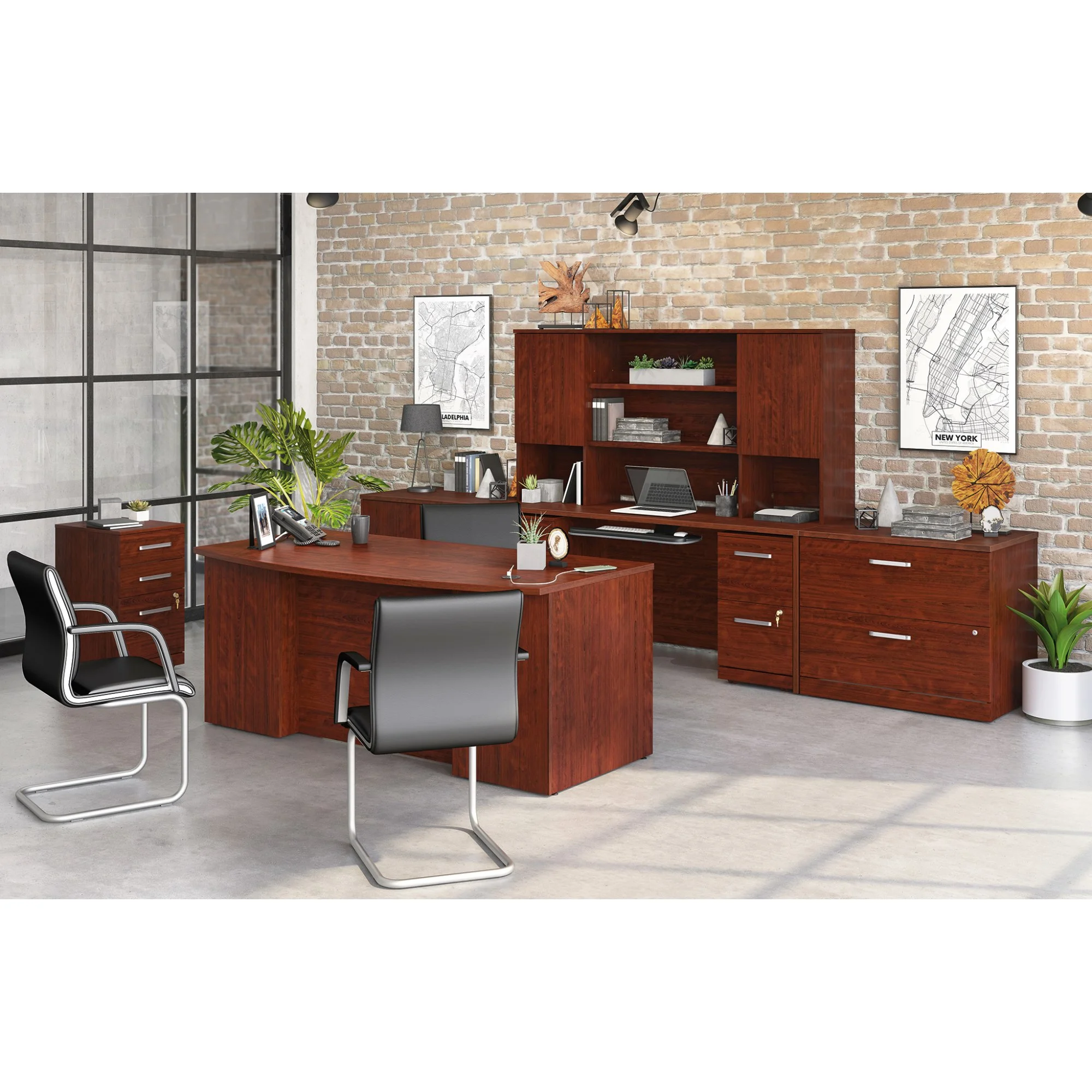 Sauder Affirm Engineered Wood Mobile File Cabinet (Assembled) in Classic Cherry