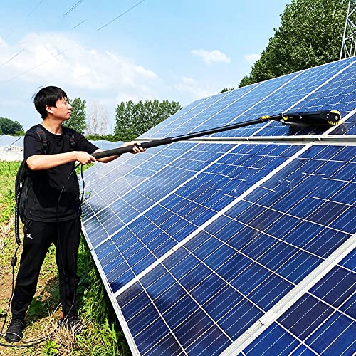 WTTTTW Electric Solar Panel Cleaning Brush Tool, Automatic Photovoltaic Panel Cleaning Water Brush, Window Cleaner Kit Roof Water Brush with Rechargeable Lithium Battery