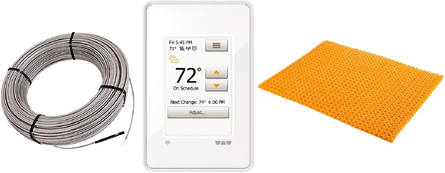 Schluter DITRA Floor Heat E Kit Includes Wi-Fi Touchscreen Thermostat + Heat Membrane + Cable 240V 11 SqFt Heat Kit