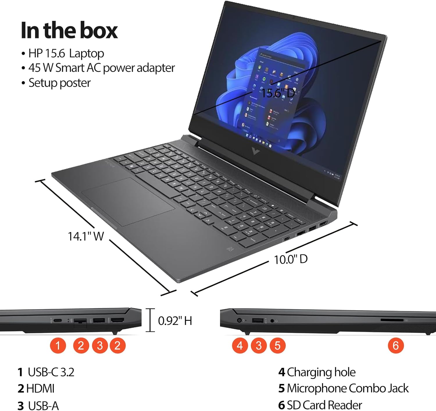 HP Victus 15 Gaming Laptop, 15.6" FHD 144Hz Display, AMD Ryzen 5 5600H, 16GB RAM, 512GB SSD, NVIDIA GeForce RTX 3050 Ti, Windows 11 Home, Mica Silver