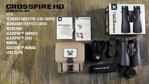 Vortex Optics Crossfire HD 8x42 Binoculars - HD Optical System, Tripod Adaptable, Rubber Armor, Waterproof, Fogproof, Shockproof, Included GlassPak - Unlimited, Unconditional Warranty