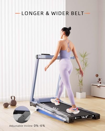 Folding Treadmill, 3.5HP Incline Treadmills for Home, Portable Treadmill with 350LBS Capacity, Compact Treading for Walking Jogging Running