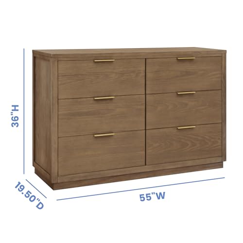 Delta Children Forever 6 Drawer Dresser - Naturals Collection, Teak Brown