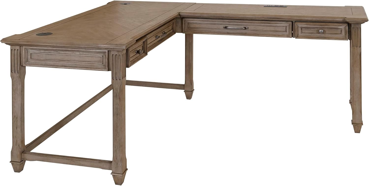 Martin Furniture Traditional Wood Open L Return, Writing Table, Office, Light Brown Desk
