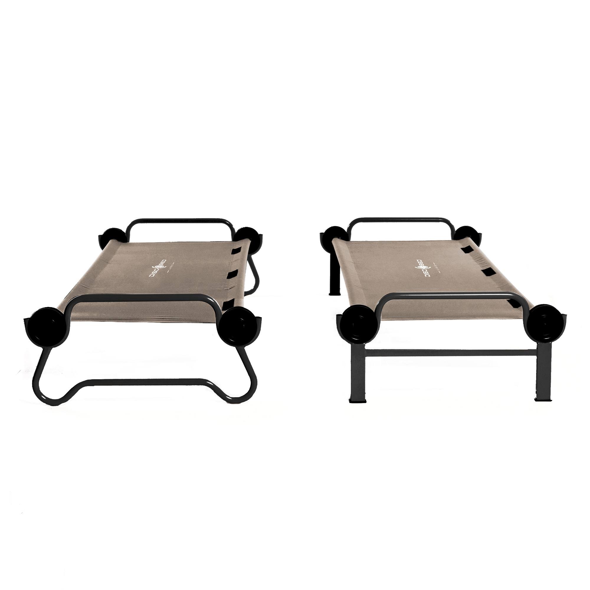 Disc-O-Bed Large Cam-O-Bunk Bench Bunked Double Camping Cot with Organizers, Tan