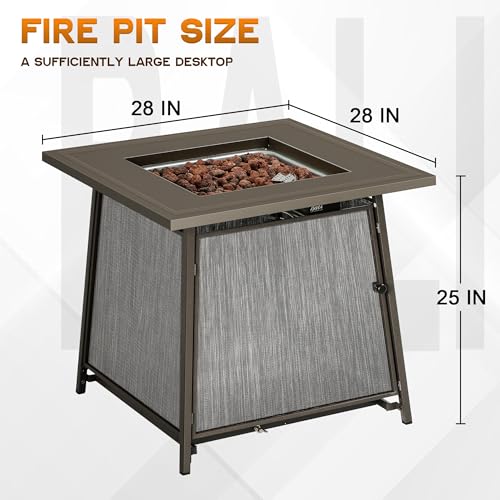 BALI OUTDOORS 50000 BTU Propane Fire Pit with Lid, 28 inch Fire Pit Table Outdoor, Black Firepits for Outside Backyard, Patio