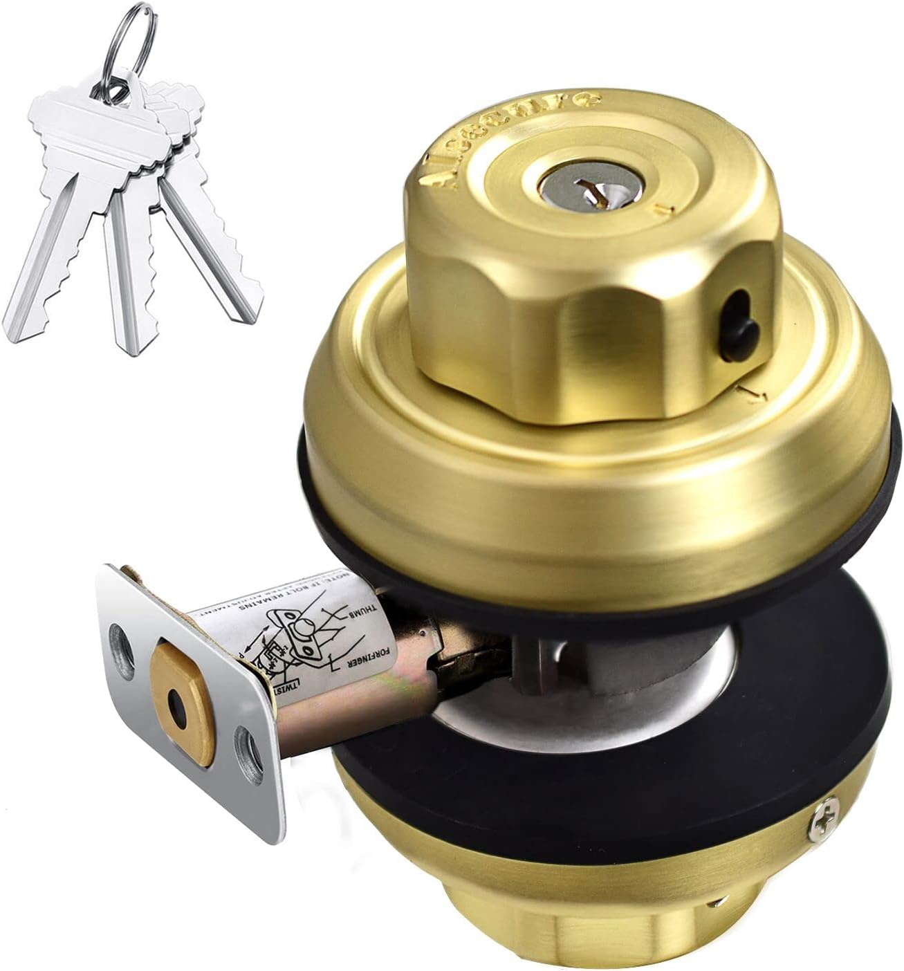 Twist to Lock deadbolt Lock keyless,Either Keeping Front Door Lock Locked as Well Unlocked Status As You Want by Child Safety Lock-Dead-Button on Interior Door knob,Single Cylinder