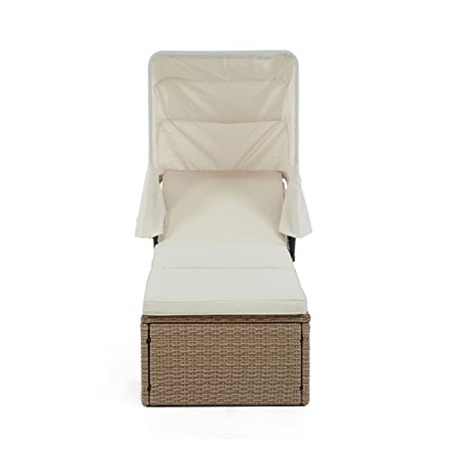 Muse & Lounge Co. Mobler Outdoor Patio Daybed with PE Wicker Rattan Frame, Gray