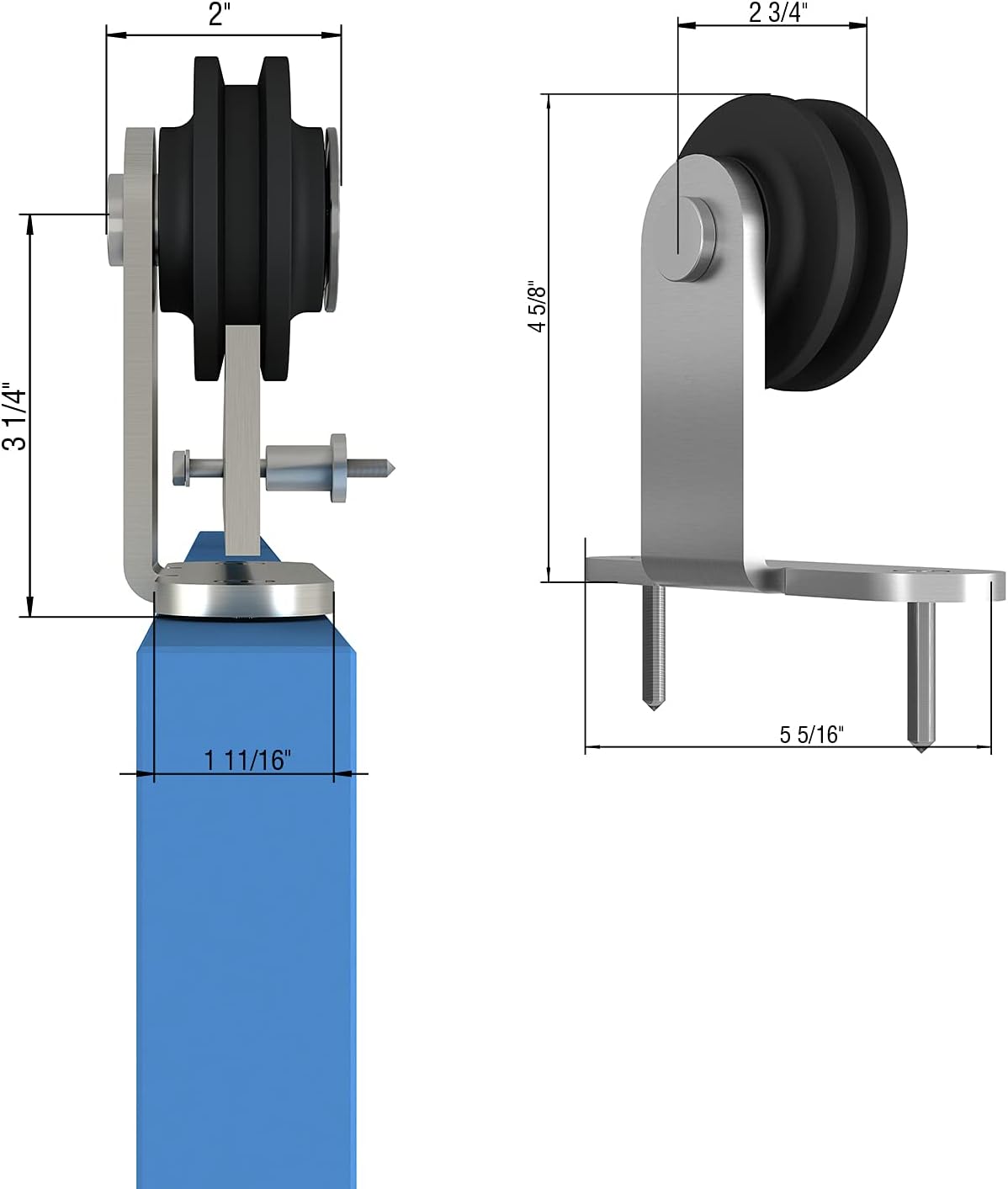 JUBEST Satin Nickel Sliding Barn Door Hardware Kit Smoothly and Quietly Hanger Roller Flat Track Kit J Shape Roller