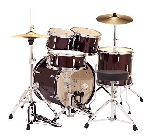 Pearl Roadshow Drum Set 4-Piece Complete Kit with Cymbals and Stands, Charcoal Metallic (RS584C/C706)